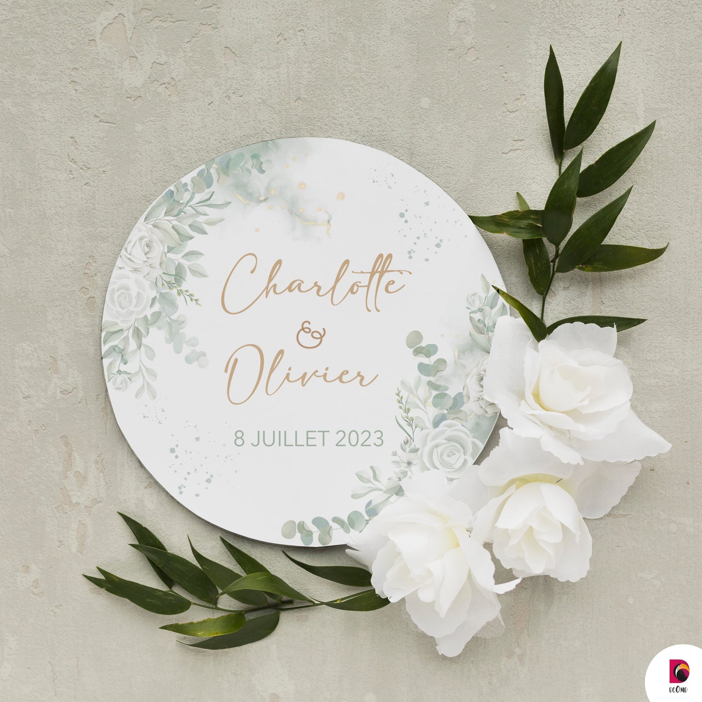 Eucalyptus et rose blanche
