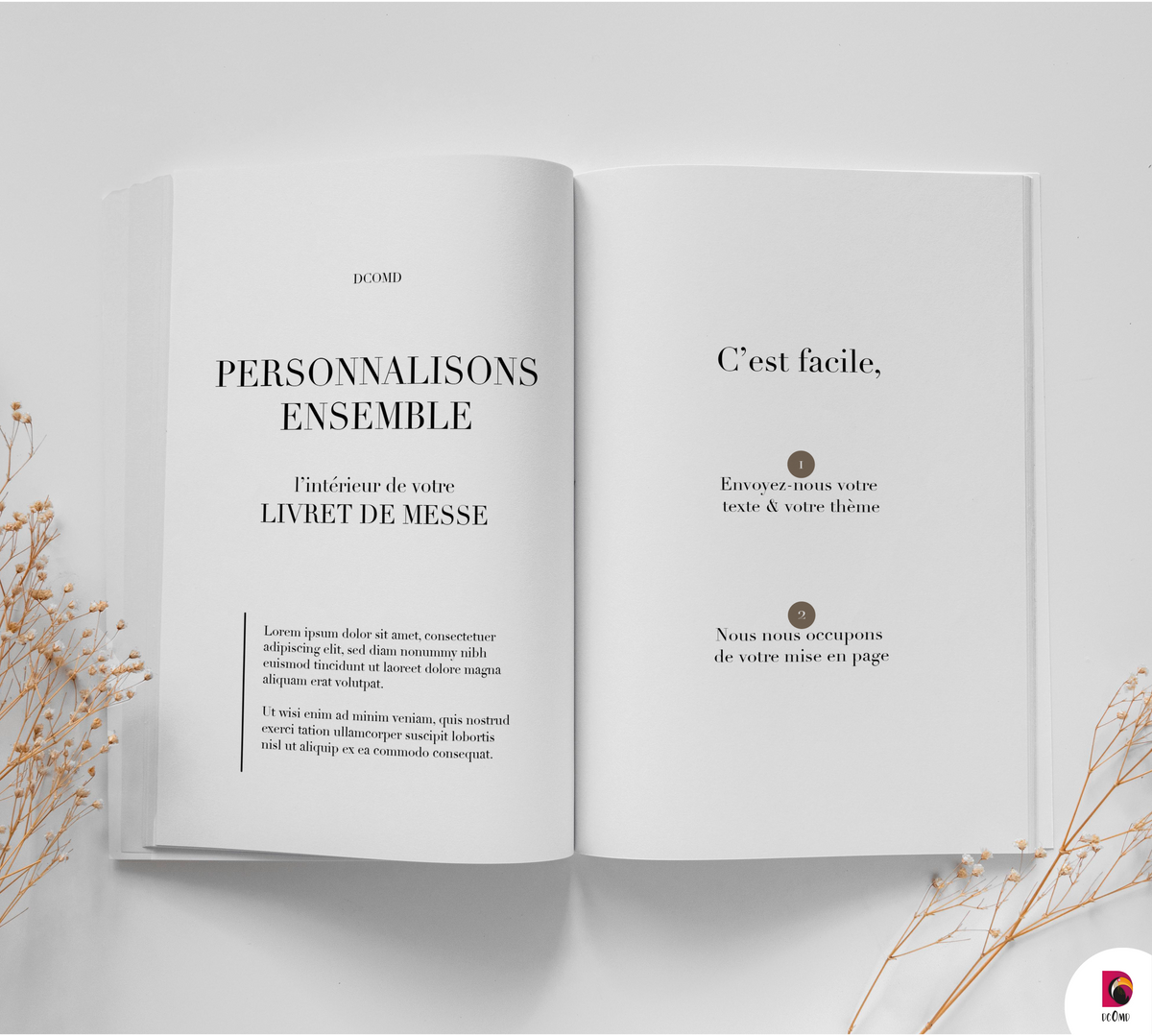 Livret de messe personnalisé mariage et baptême – DCOMD