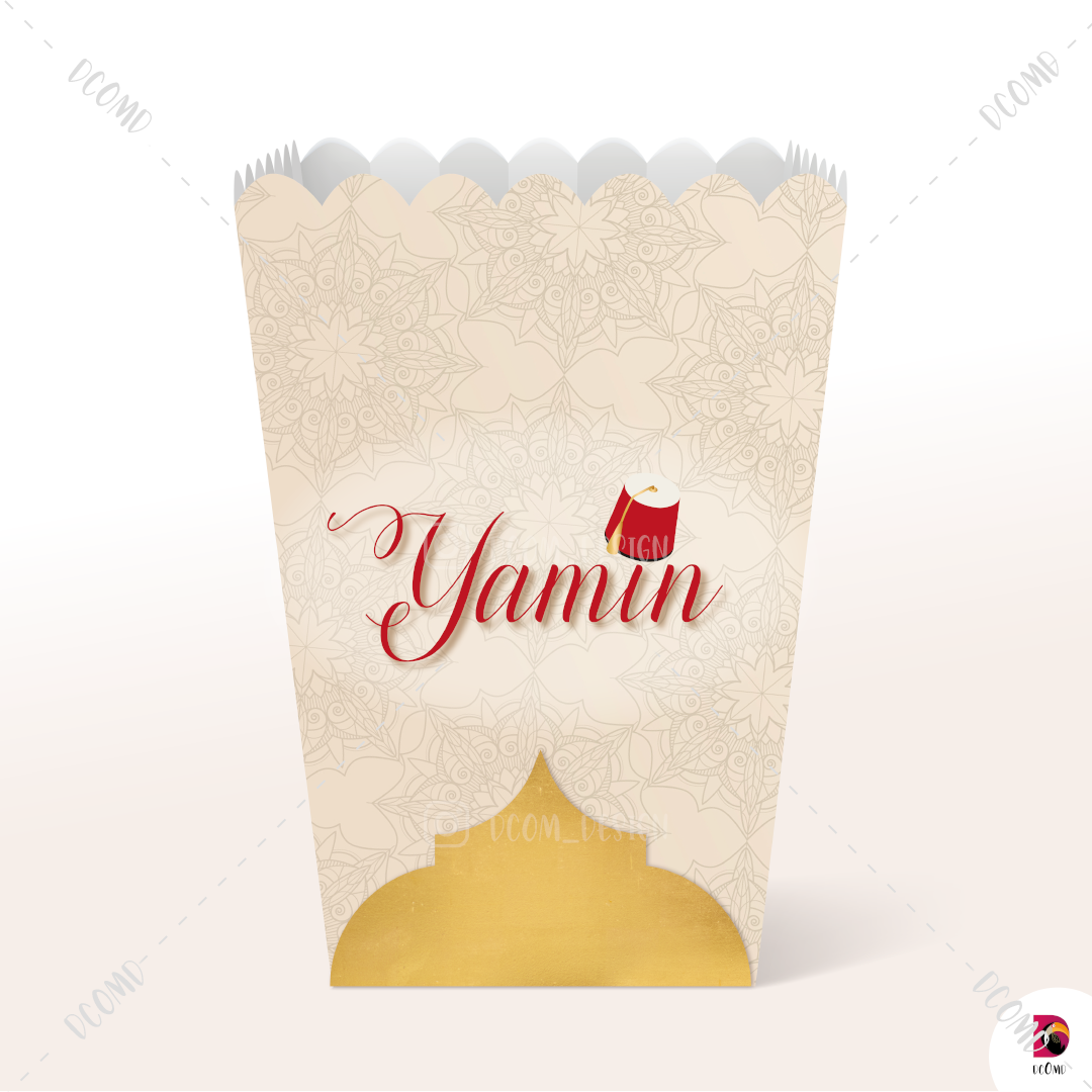 Popcorn - Oriental rouge et or (lot de 6)