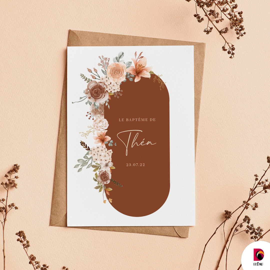 Invitation Baptême - Terracota