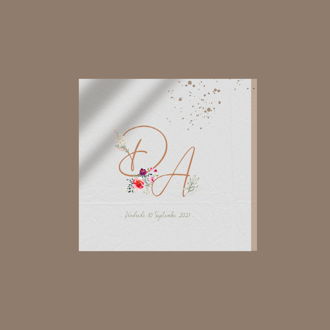 Faire part de Mariage - Fleurs rouge