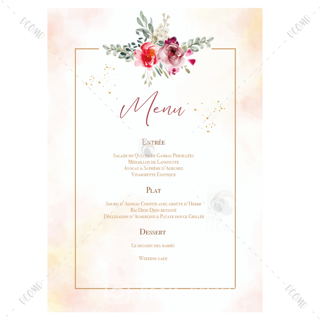 Menu Fleuri Rouge