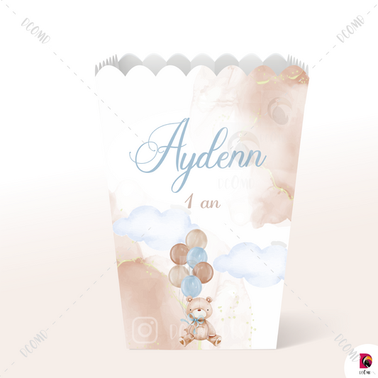 Popcorn - Teddy blue (lot de 6)
