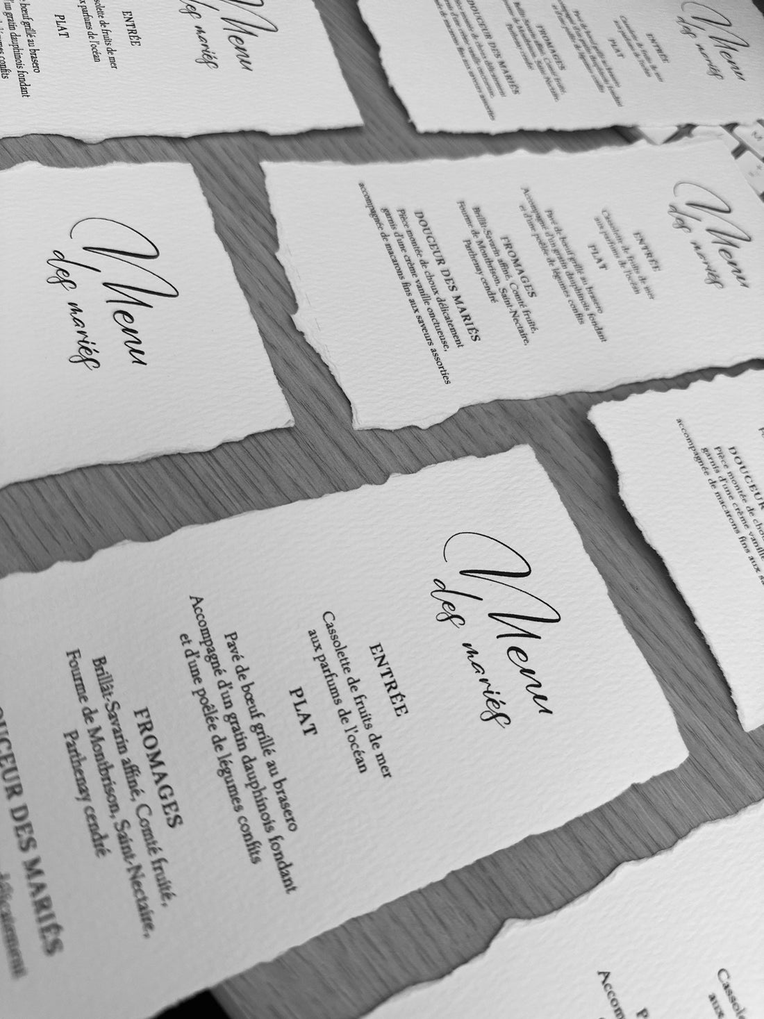 Création de menu en papier coton