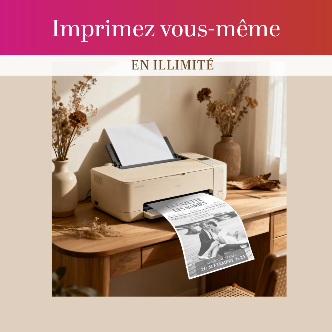 La Gazette des mariés personnalisable – Modèle DIY à imprimer chic