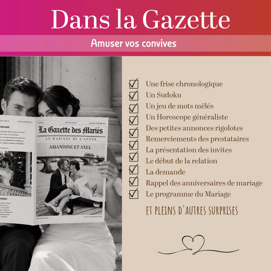 La Gazette des mariés personnalisable – Modèle DIY à imprimer chic