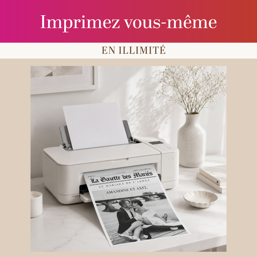 La Gazette des mariés personnalisable – Modèle DIY à imprimer chic