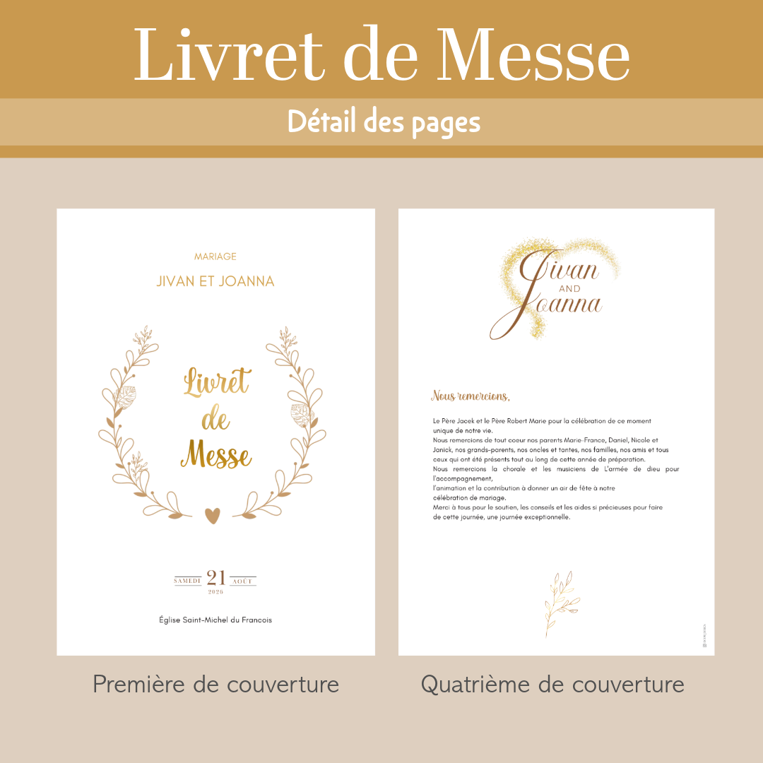 Livret de Messe Mariage Catholique Personnalisable | Template Canva Français | Programme Cérémonie Religieuse PDF