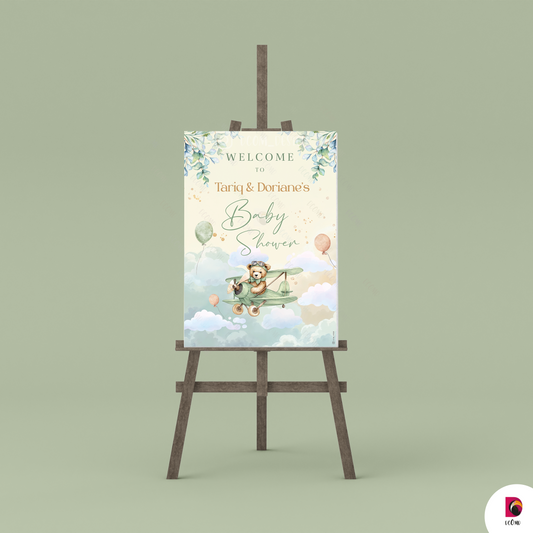 Panneau de bienvenue Teddy bear airplane