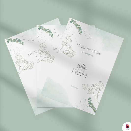 Livret de Messe Mariage - Vert Sauge & Eucalyptus