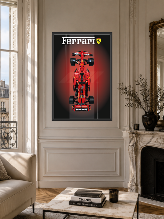 Affiche LEGO® Formula 1 Ferrari personnalisée + système de fixation mural