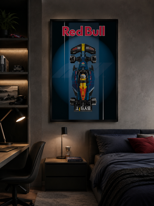Affiche LEGO® Formula 1 Red Bull personnalisée + système de fixation mural
