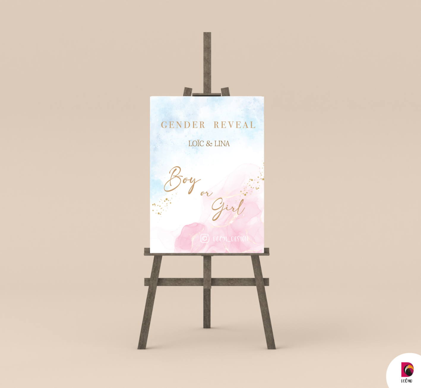 Gender Reveal - affiche bienvenue - Marbre II