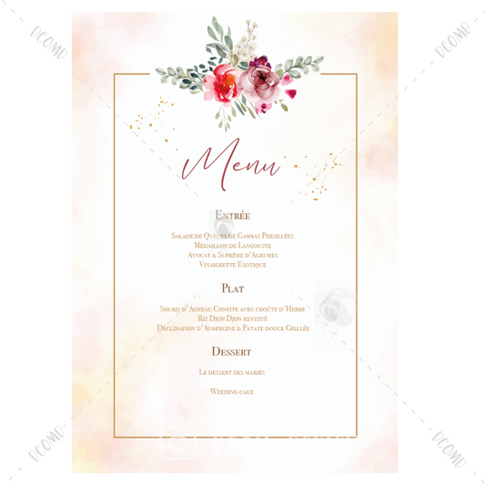 Menu Fleuri Rouge