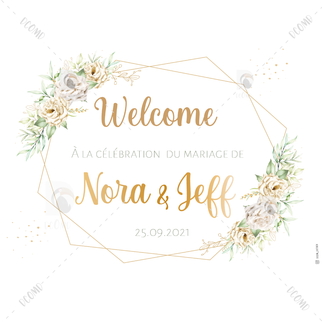 Panneau Bienvenue Mariage Plexi Rose