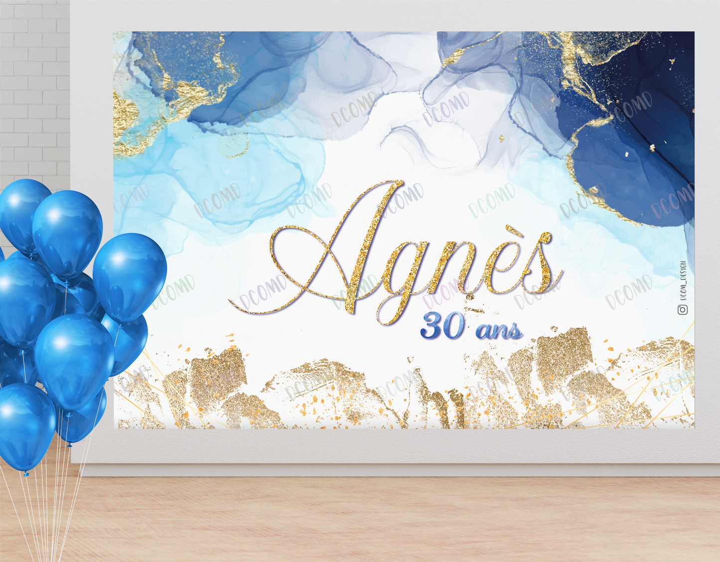 Anniversaire - Backdrop - Marbre bleu